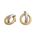 Náušnice zo 14k zlata, ohnutý obdĺžnik, dve farby