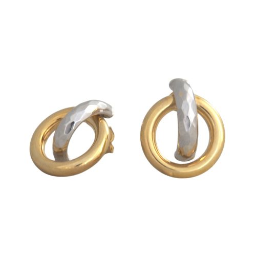 Náušnice zo 14k zlata, ohnutý obdĺžnik, dve farby