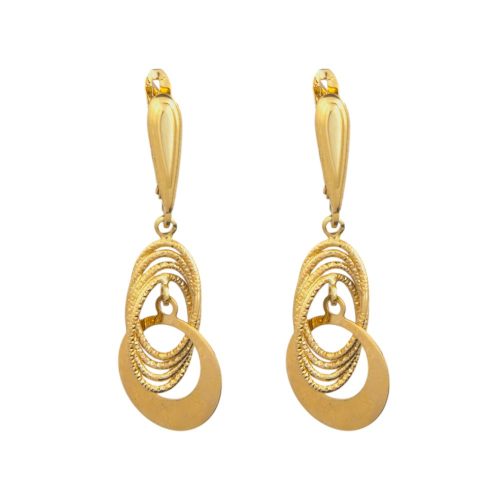 Náušnice zo 14k zlata, ohnutý obdĺžnik, dve farby