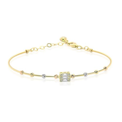 Náramok zo 14k zlata s krištáľom a guľôčkami