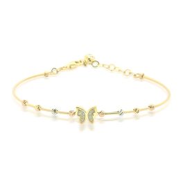 Náramok zo 14k zlata s motýlikom, zdobený kryštálmi
