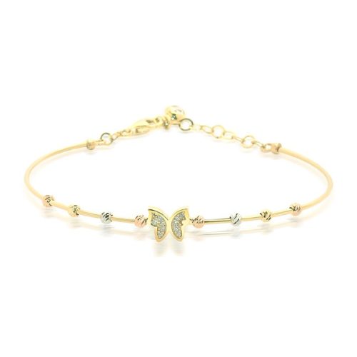 Náramok zo 14k zlata s motýlikom, zdobený kryštálmi