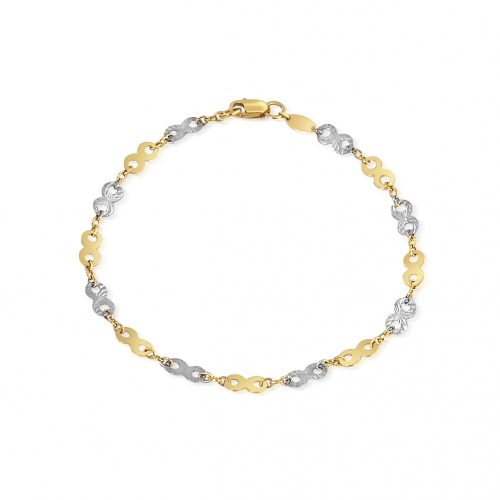 Náramok zo 14k zlata, dvojfarebný, s figúrkami ôsmich vzorov