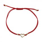 Náramok na hodinky zo 14k zlata s príveskom srdiečka zdobený kryštálmi