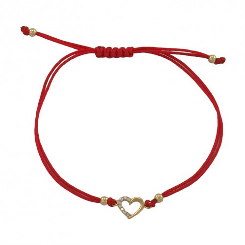 Náramok na hodinky zo 14k zlata s príveskom srdiečka zdobený kryštálmi