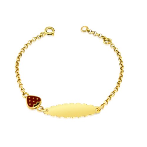 Náramok zo 14k zlata pre deti s motívom jahôd, možnosť gravírovania
