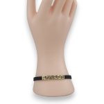 Silikónový náramok zo 14 kt zlata s 2,0 g zlatou vložkou s gréckym vzorom, 21,5 cm