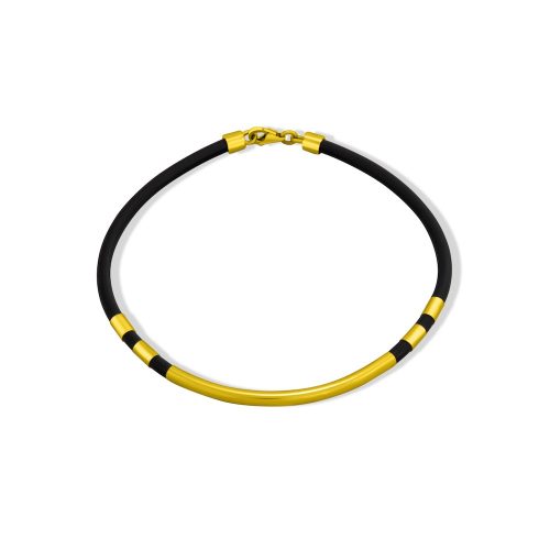 Gumený náramok zo 14 kt zlata s 3 g zlatou vložkou, 22 cm