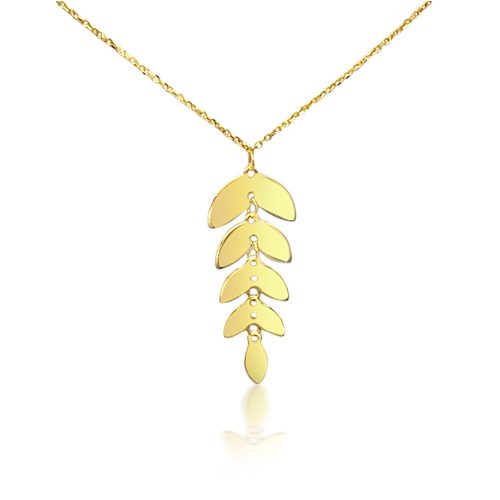Zlatý náhrdelník 14k s príveskom z drevených listov
