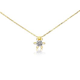   Zlatý náhrdelník 14k s kvetinovým príveskom zdobeným kryštálmi