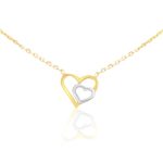Náhrdelník zo 14k zlata, dvojfarebný, srdce v srdci s príveskom