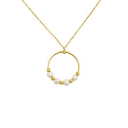   Náhrdelník zo 14k zlata s príveskom v tvare obrúčky a perlovým zdobením