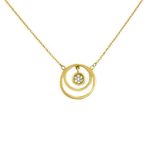 Náhrdelník zo 14k zlata s jedinečným príveskom v tvare obrúčky a krištáľom
