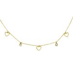 Náhrdelník zo 14k zlata so srdiečkom a kryštálovými príveskami