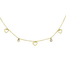   Náhrdelník zo 14k zlata so srdiečkom a kryštálovými príveskami