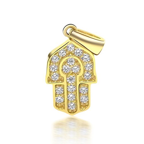 Prívesok Hand of Fatima zo 14 kt zlata s kryštálmi