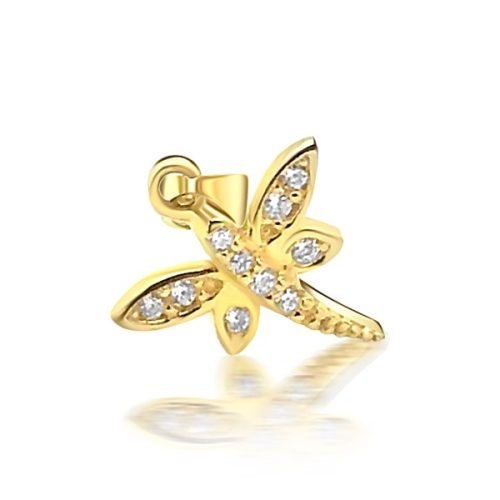 Prívesok vážka zo 14 kt zlata s kryštálmi