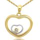 Prívesok srdce v srdci zo 14 kt zlata s krištáľom