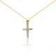 Prívesok krížik zo 14k zlata zdobený kryštálmi