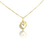 Prívesok s dvojitým srdcom zo 14 kt zlata s kryštálmi