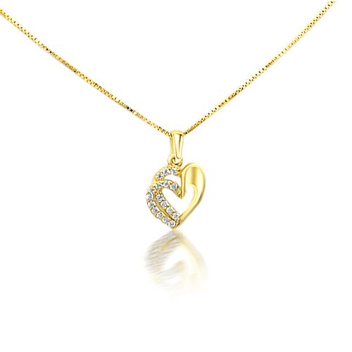 Prívesok s dvojitým srdcom zo 14 kt zlata s kryštálmi