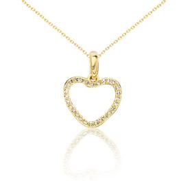 Prívesok zo 14k zlata, v tvare srdca, zdobený kryštálmi