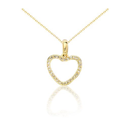 Prívesok zo 14k zlata, v tvare srdca, zdobený kryštálmi