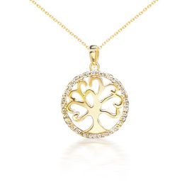 Prívesok zo 14k zlata, strom života, zdobený krištáľom