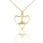 Prívesok zo 14k zlata, tri srdiečka, s krištáľom