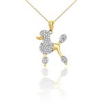 Prívesok pudlík zo 14k zlata zdobený kryštálmi