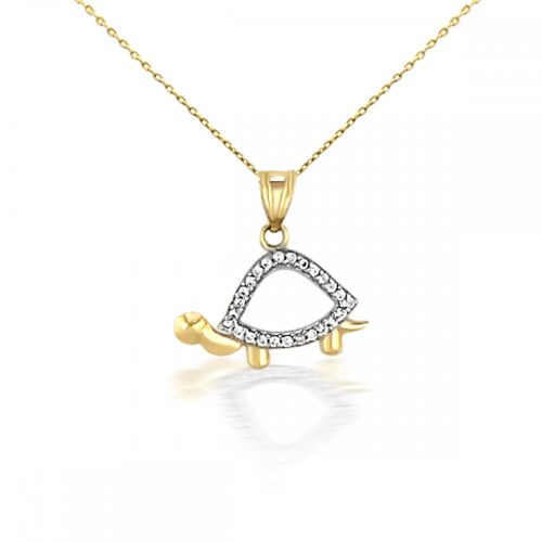 Prívesok zo 14k zlata, korytnačka, zdobený kryštálmi