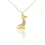 Prívesok zo 14k zlata, jazvečík, s kryštálom