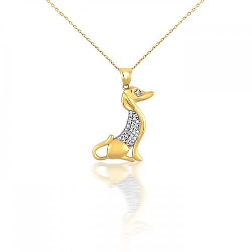 Prívesok zo 14k zlata, jazvečík, s kryštálom