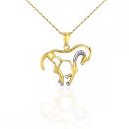 Prívesok zo 14k zlata, koník, s kryštálmi