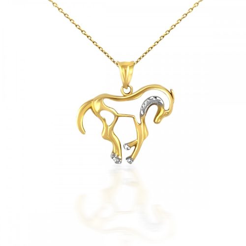 Prívesok zo 14k zlata, koník, s kryštálmi