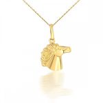 Prívesok zo 14k zlata, vypuklá hlava koňa