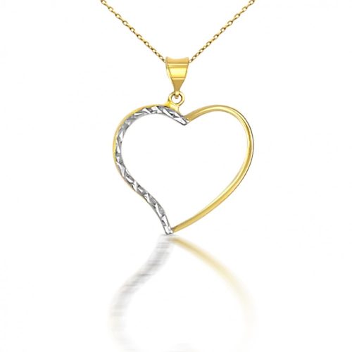 Prívesok zo 14k zlata v tvare veľkého srdca s kryštálom