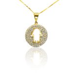 Prívesok zo 14k zlata, ruka Fatimy s kryštálmi