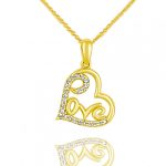 Prívesok srdiečko zo 14k zlata s nápisom LOVE