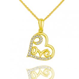 Prívesok srdiečko zo 14k zlata s nápisom LOVE