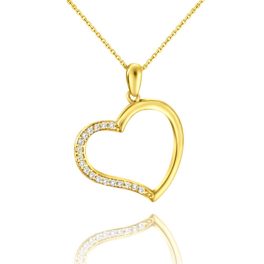 Prívesok srdiečko zo 14k zlata s krištáľovým zdobením