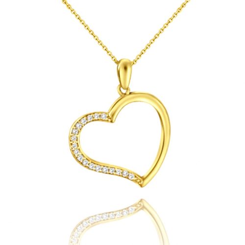 Prívesok srdiečko zo 14k zlata s krištáľovým zdobením