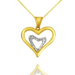 14k zlato bicolor srdce v prívesku srdce
