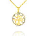 Prívesok zo 14k zlata s kryštálmi stromu života