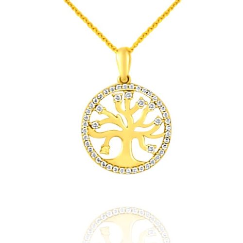 Prívesok zo 14k zlata s kryštálmi stromu života