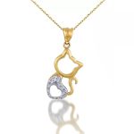 Prívesok zo 14k zlata, dvojfarebná mačka