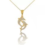 Prívesok zo 14k zlata, dva delfíny