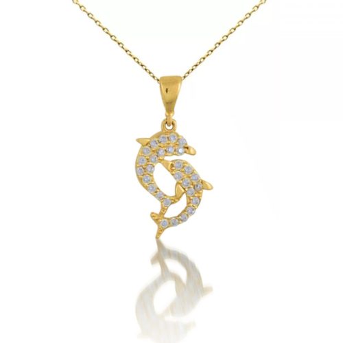 Prívesok zo 14k zlata, dva delfíny