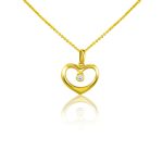 Prívesok zo 14k zlata, srdce, s kryštálom v strede