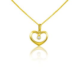 Prívesok zo 14k zlata, srdce, s kryštálom v strede